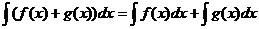 积分(f(x)+g(x))*dx = 积分(f(x)*dx) + 积分(g(x)*dx)