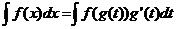 积分(f(x)*dx) = 积分(f(g(t))*g'(t)*dt)